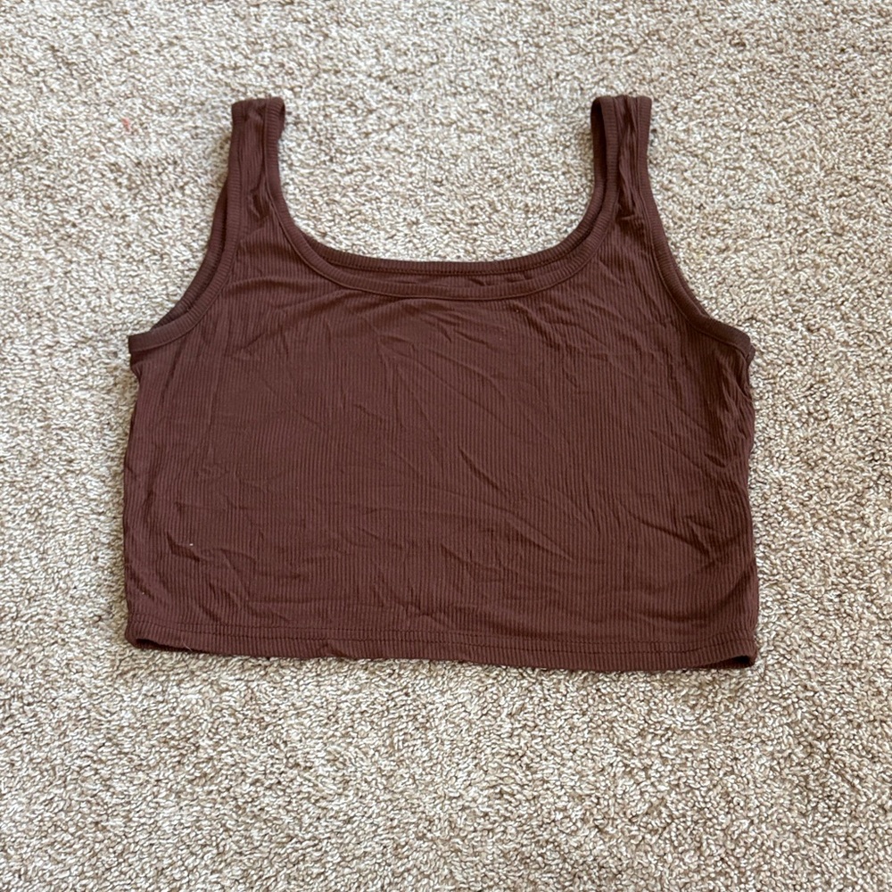 SHEIN Brown Ribbed Crop Top